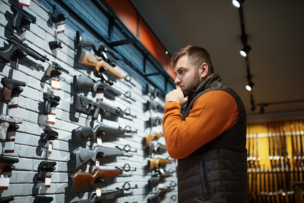 Man in a gun shop